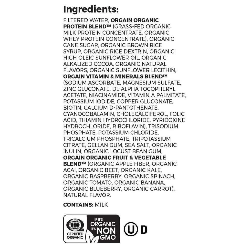 Orgain® Organic Nutrition™ Chocolate Nutritional Shake, 11-ounce carton 851770003285
