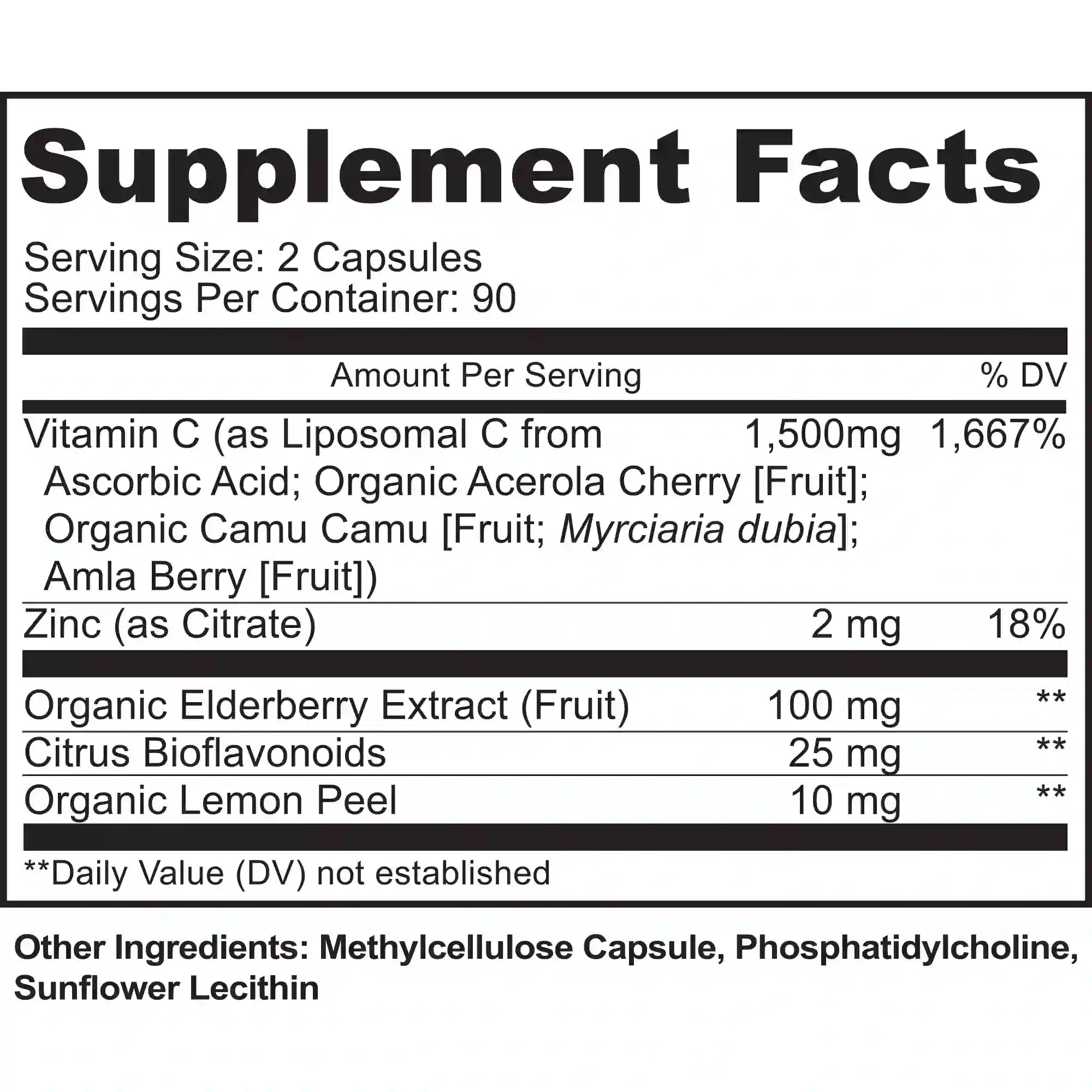 Liposomal Vitamin C with Zinc, Organic Elderberry
